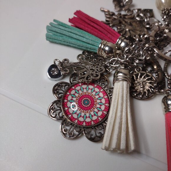 Charm Keychain With Hearts, Butterflies, And Flowers - Picture 2 of 9